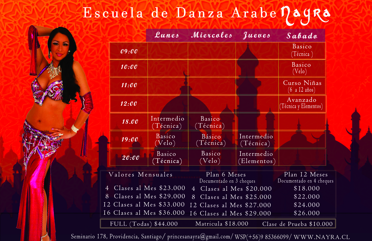 Horario 2017 Escuela de Danza Arabe Horario Escuela Danza Arabe Nayra