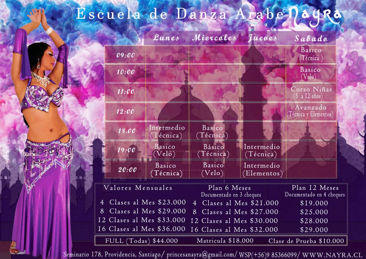 Horario 2017 Escuela de Danza Arabe Horario Escuela Danza Arabe Nayra