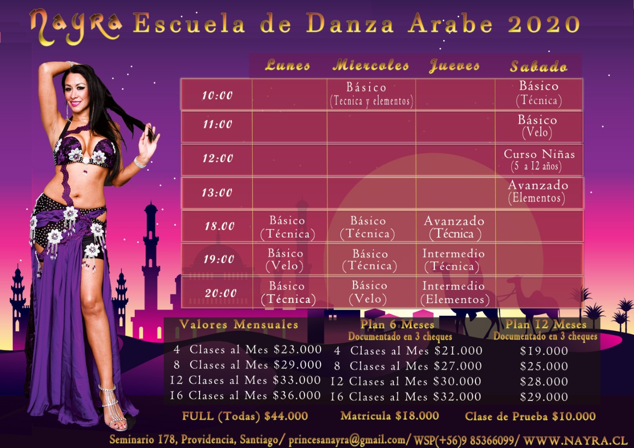 Horario 2017 Escuela de Danza Arabe Horario Escuela Danza Arabe Nayra