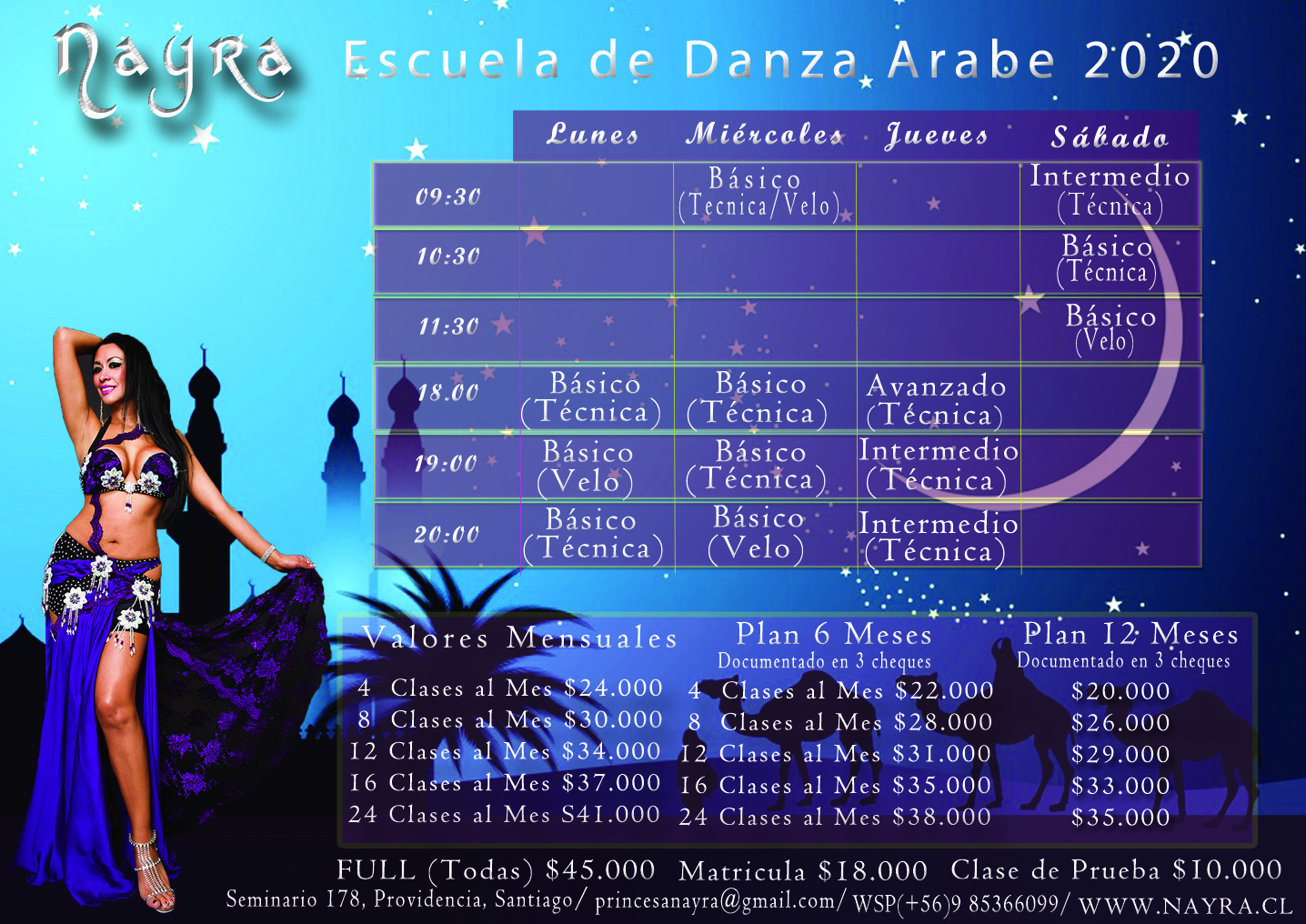 Horario 2017 Escuela de Danza Arabe Horario Escuela Danza Arabe Nayra